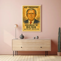 George W. Bush 43rd President of the United States Exaggerated Cartoon Sketch Poster