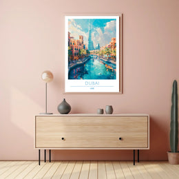 Dubai Cityscape with Burj Khalifa Travel Poster