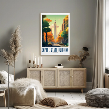Empire State Building Autumn New York Street Poster
