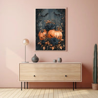 Halloween Pumpkin Bats: Abstract, Artistic, or Pop Culture Poster