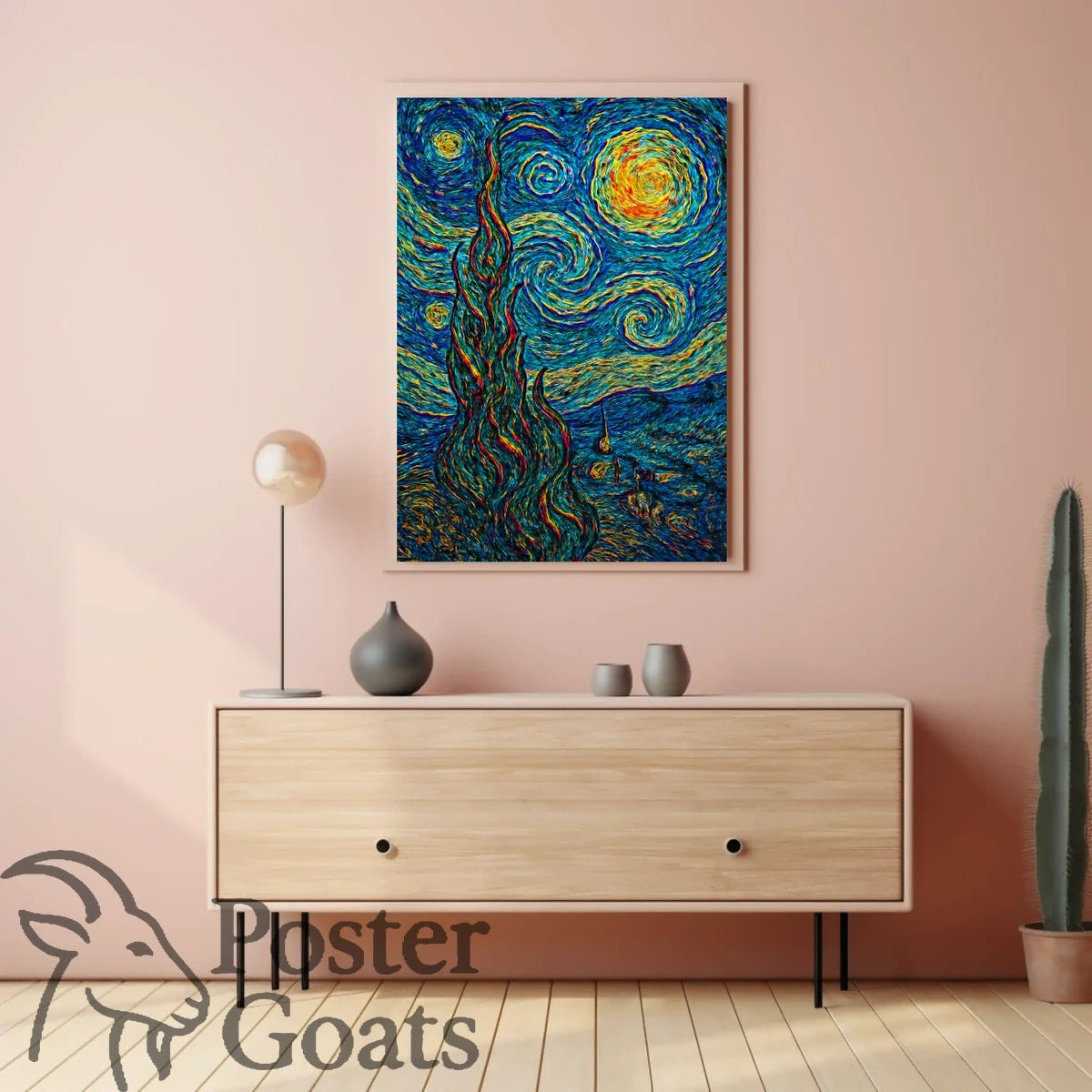 Starry Night Inspired Post-Impressionist Artistic Poster