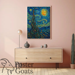 Starry Night Inspired Post-Impressionist Artistic Poster