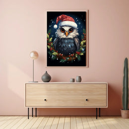Whimsical Festive Owl Christmas Fantasy or Mythology Poster