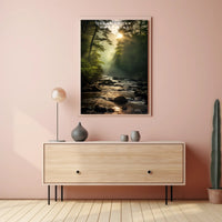 Tranquil Sunlit Forest Travel Poster Print