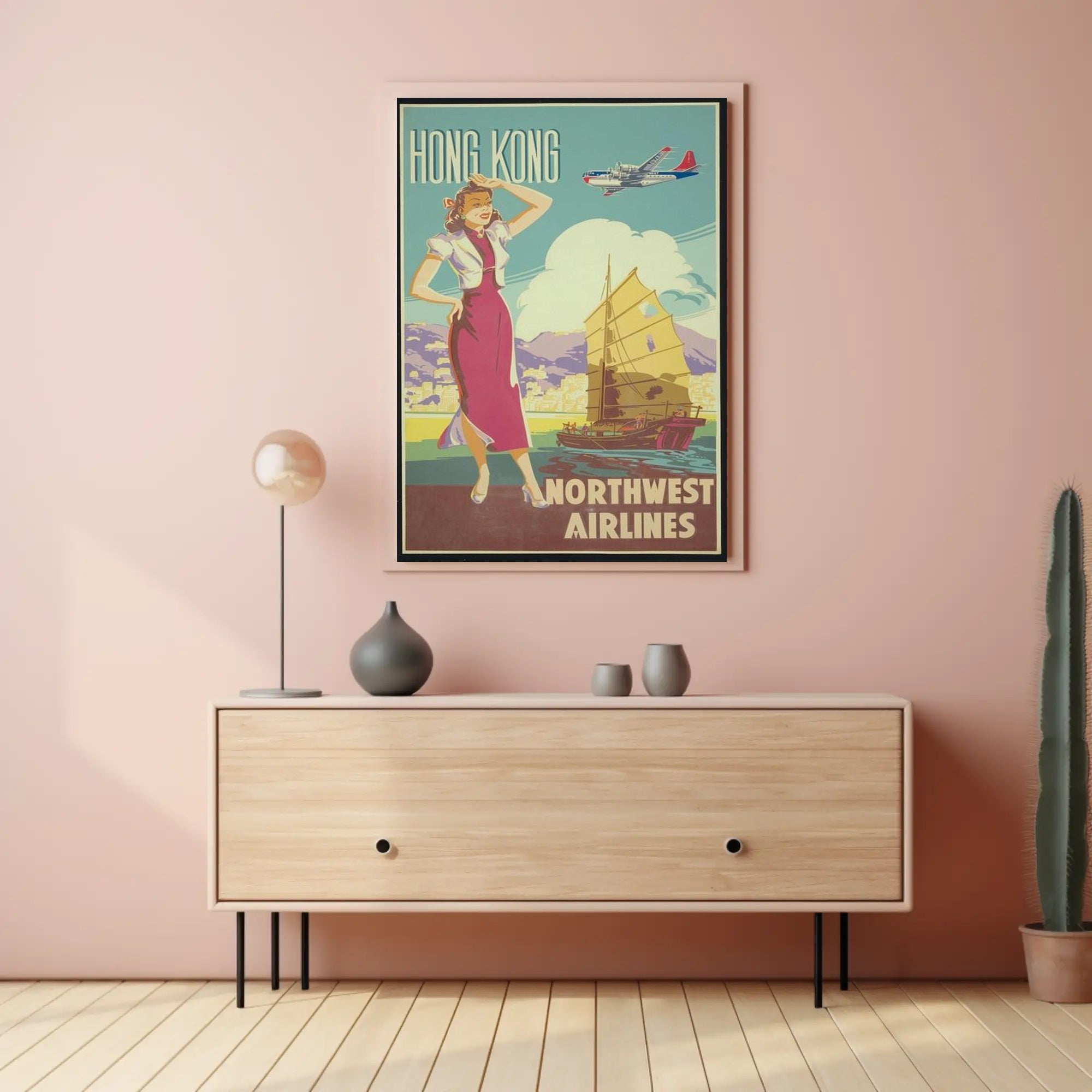 Northwest Airlines Hong Kong Travel Poster PosterGoat