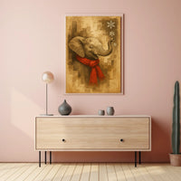 Festive Elephant in Winter Poster