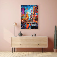 Vibrant Cityscape Mosaic with Eiffel Tower Artistic Poster
