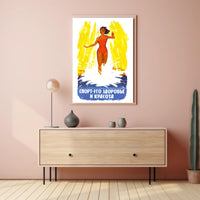 Vintage Russian Sports Poster with Energetic Yellow Background