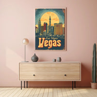 Las Vegas Skyline Poster: Vibrant Travel Art Décor Travel Poster