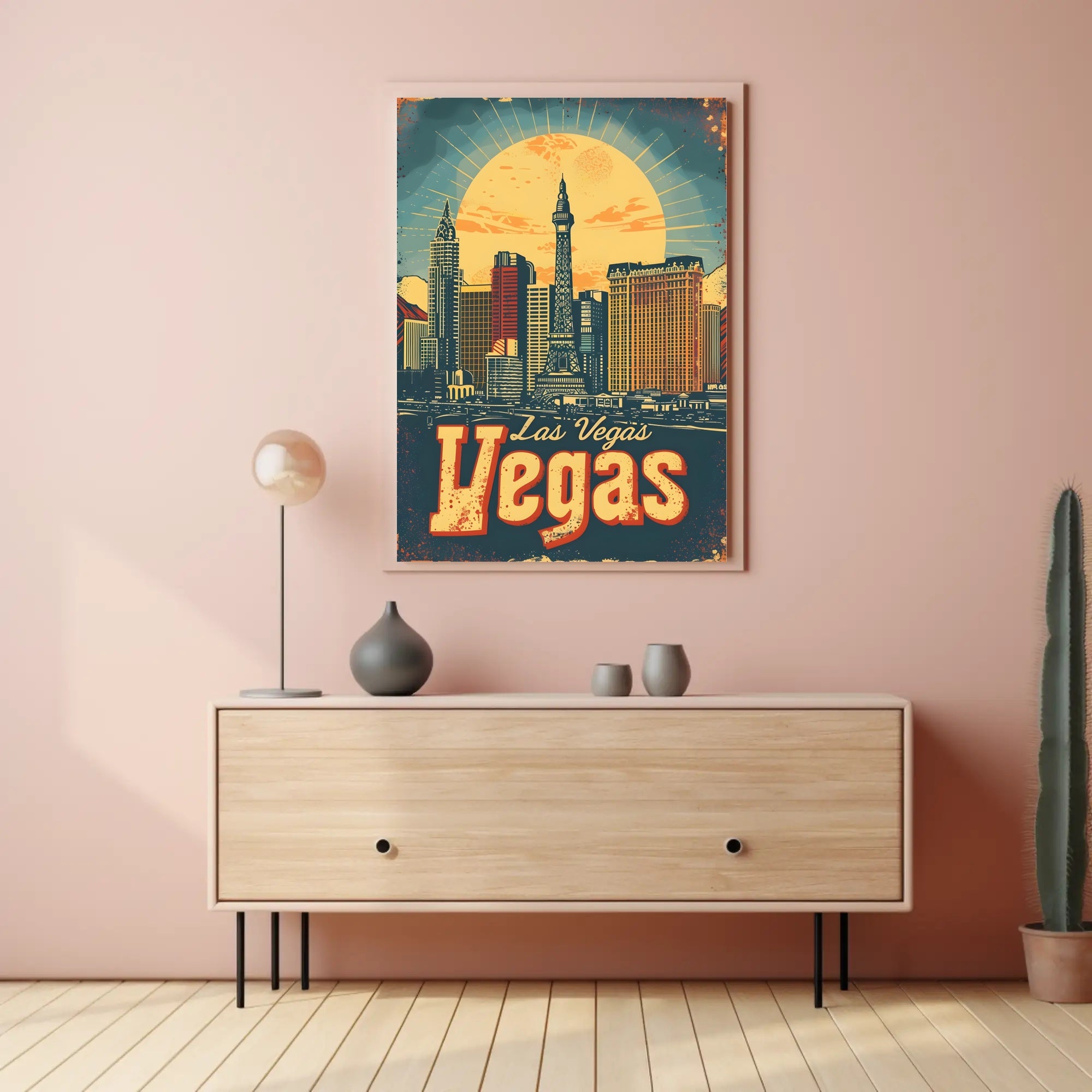 Las Vegas Skyline Poster: Vibrant Travel Art Décor Travel Poster