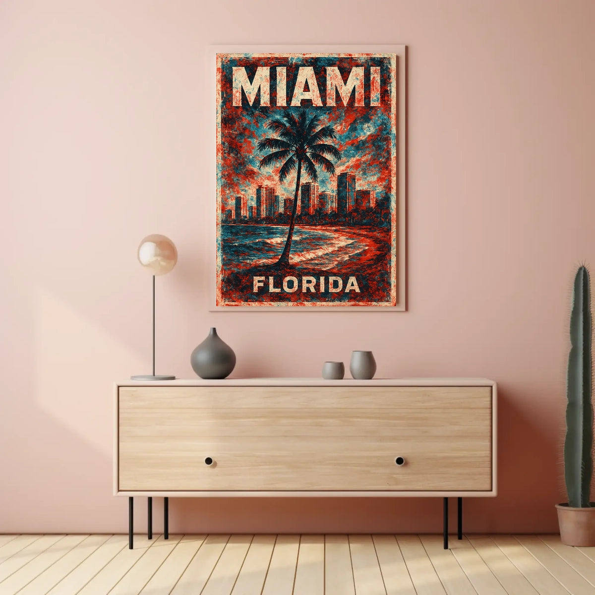 Miami Vibes Tropical Retro Wall Art Poster