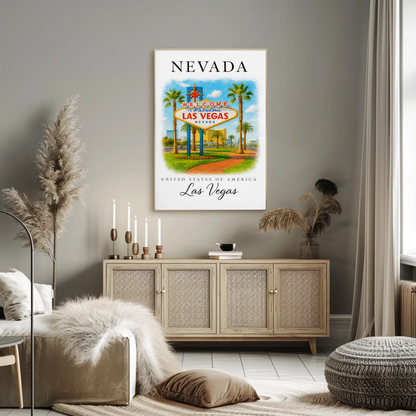Las Vegas Nevada Welcome Sign Palm Trees Poster Poster