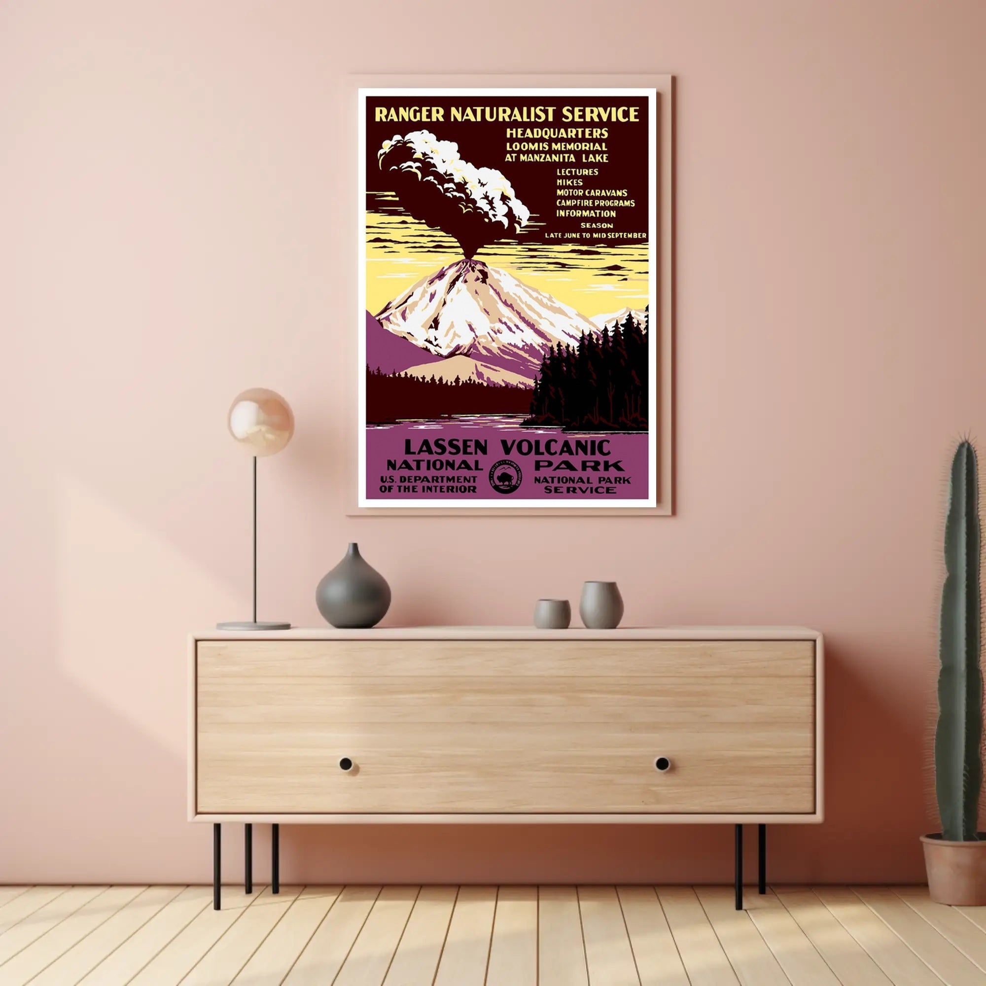 Lassen Volcanic National Park Scenic Travel Poster Print