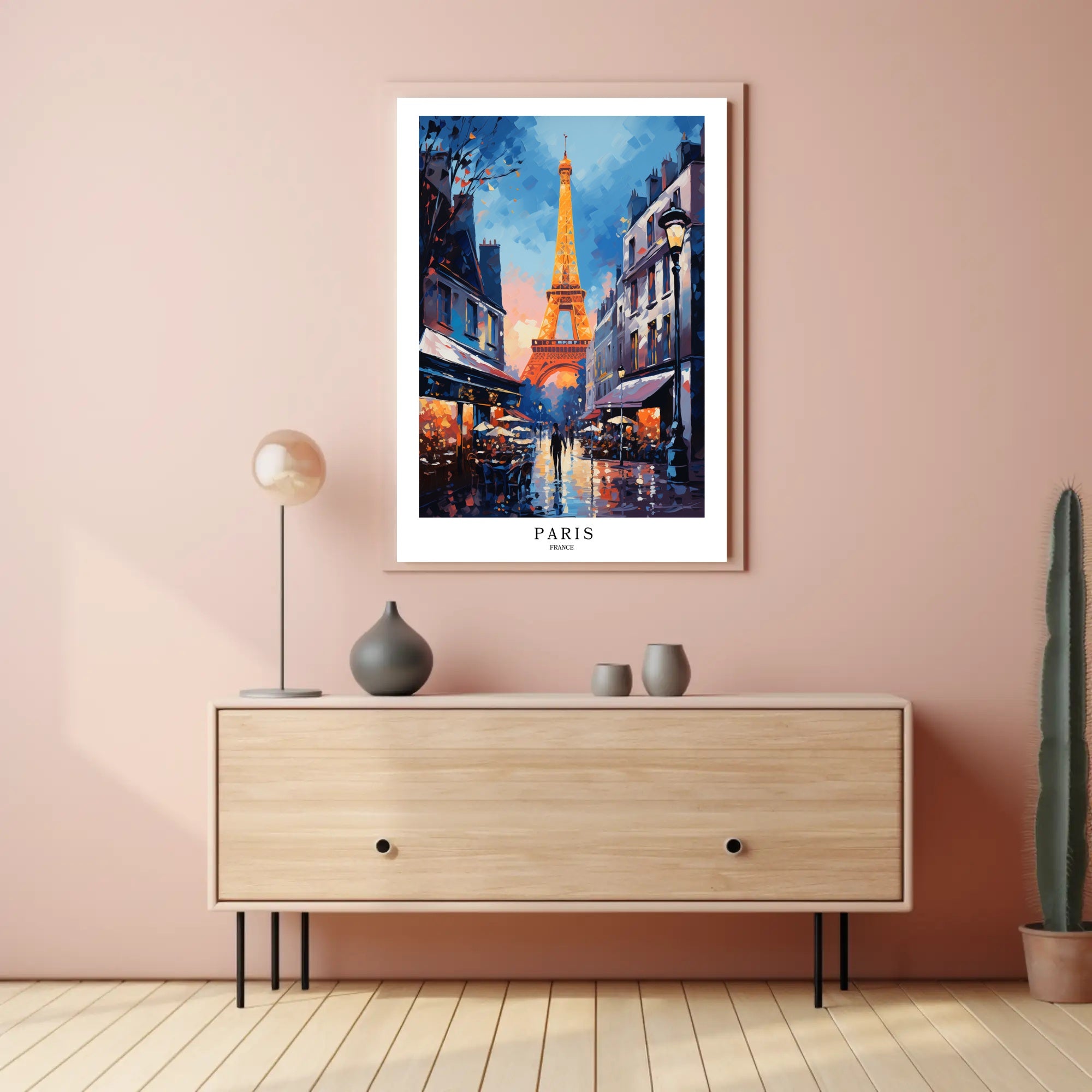 Parisian Romance Twilight Street Scene Urban or Cityscape Poster PosterGoat