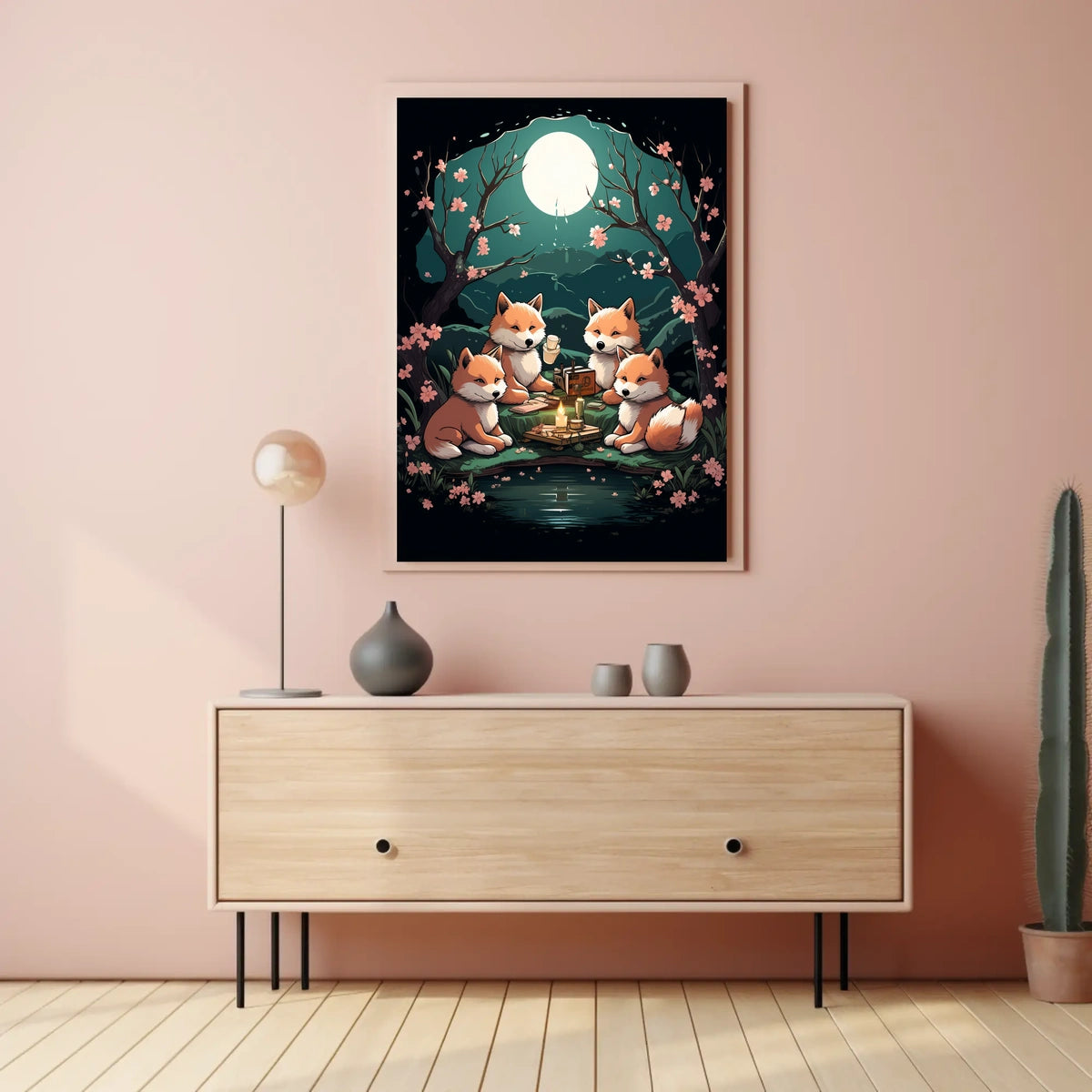 Moonlit Fox Gathering Poster