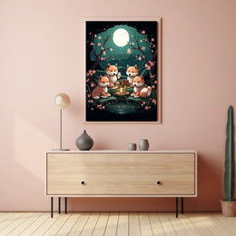 Moonlit Fox Gathering Poster