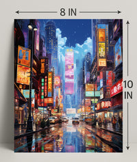 Neon Cityscape At Night Poster