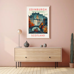 Edinburgh Cityscape Wall Art: Travel Poster