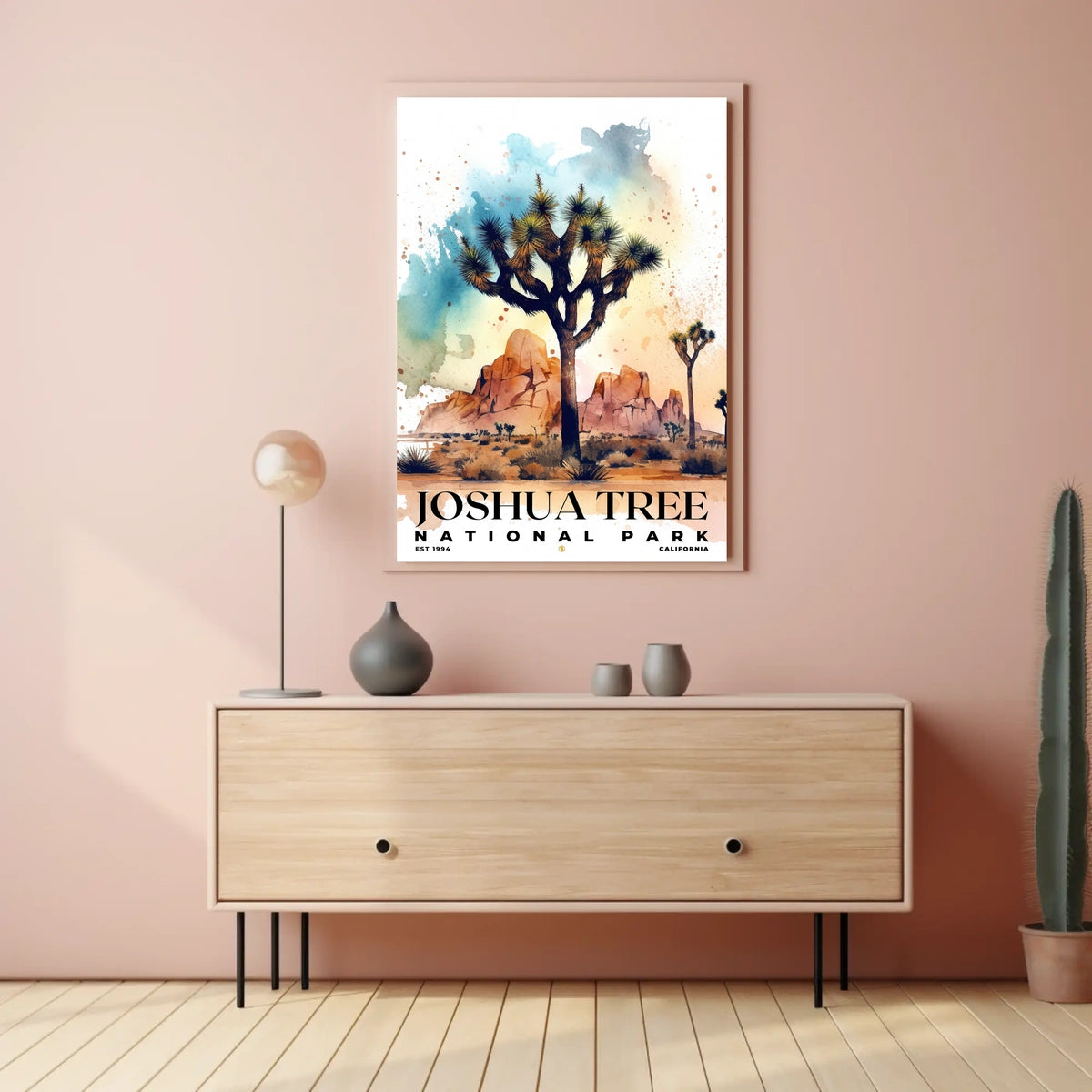 Joshua Tree Watercolor Wall Art Poster