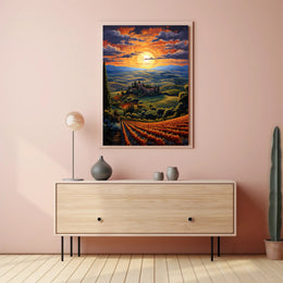 Sunset Over Tuscan Hills Poster