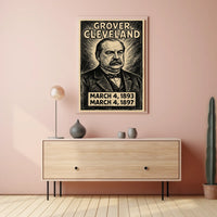 Grover Cleveland 24th President of the United States B & W Comic Sketch Poster