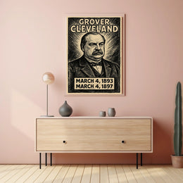 Grover Cleveland 24th President of the United States B & W Comic Sketch Poster
