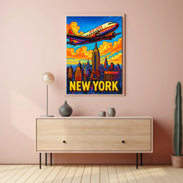 New York City Skyline Retro Poster PosterGoat