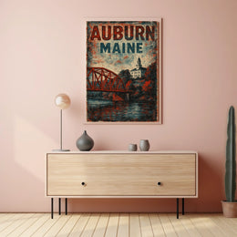 Auburn Maine Cityscape Realism Wanderlust Poster