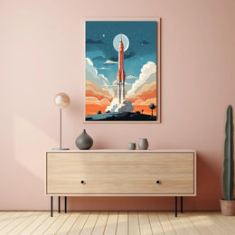Rocket Launch Adventure: Vintage Space or Astronomy Poster