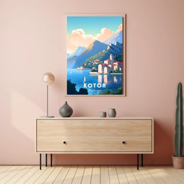 Kotor Coastal View: Mediterranean Travel Poster