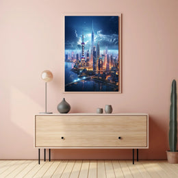 Futuristic Skyline At Twilight Poster
