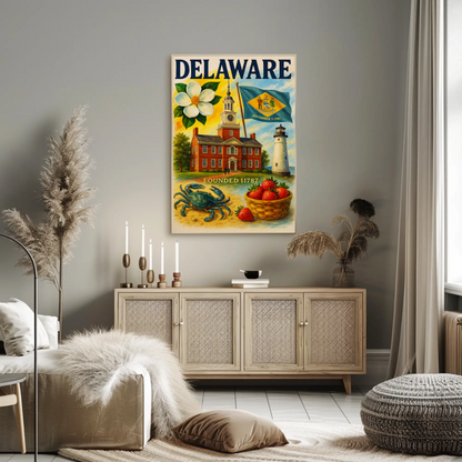 Delaware Windmill State Capitol Chickens Travel Poster