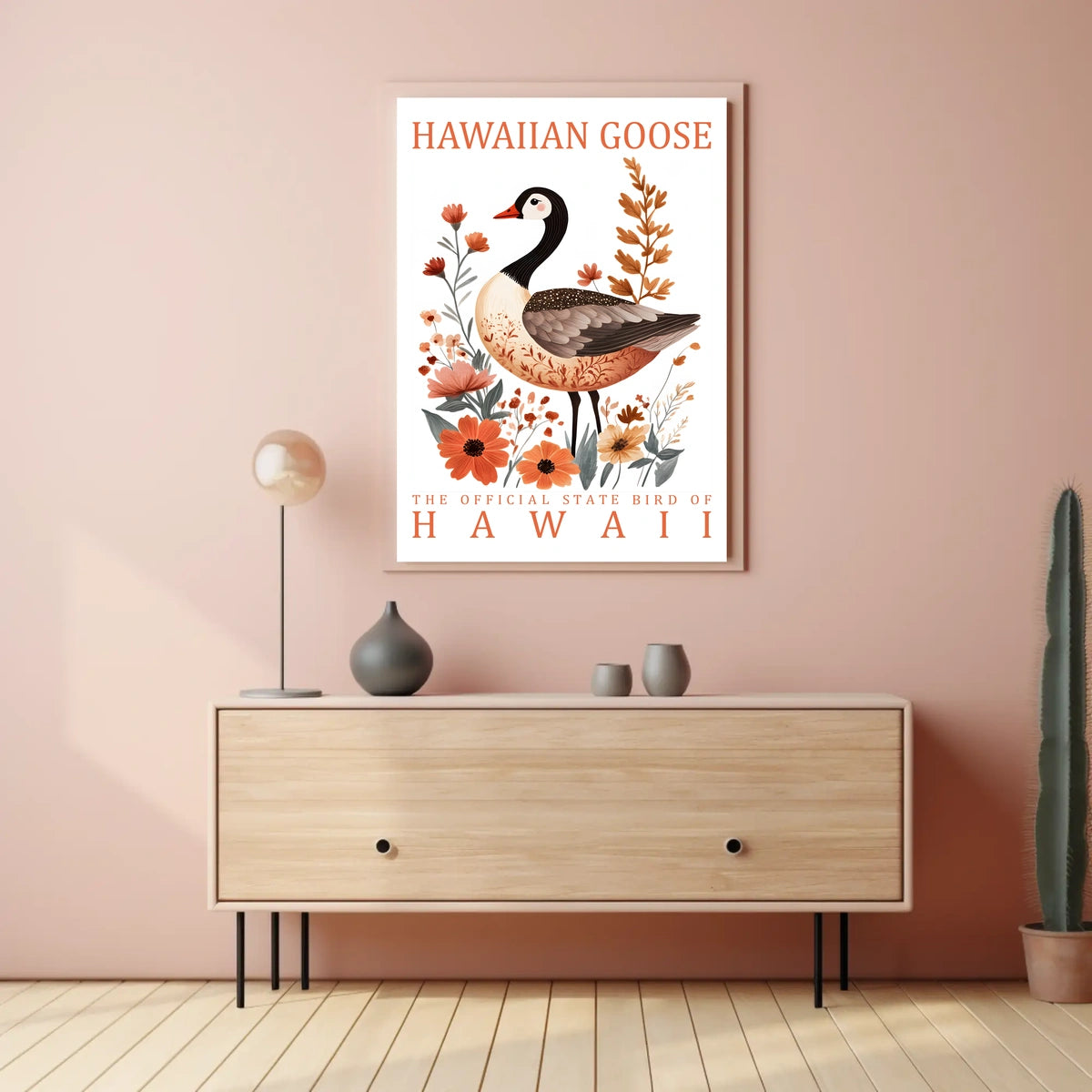 The poster features an illustrated depiction of the Hawaiian Goose, also known as Poster