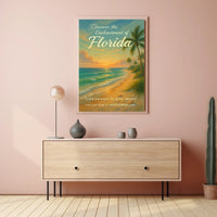 Serene Florida Coastal Sunset Travel Poster