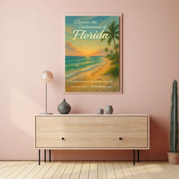 Serene Florida Coastal Sunset Travel Poster