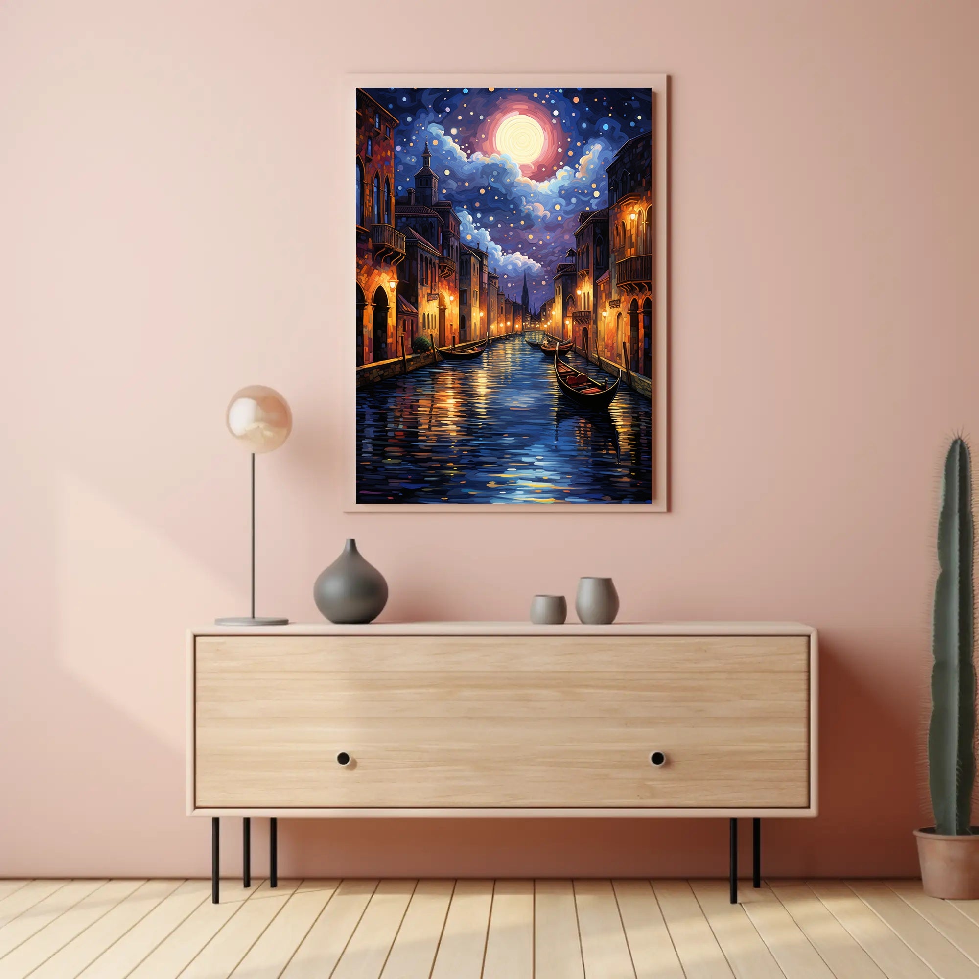 Moonlit Venice Canal Poster