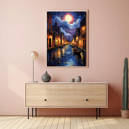 Moonlit Venice Canal Poster