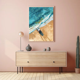 Stormy Cliffside Reflection: Photorealistic Fantasy Poster PosterGoat