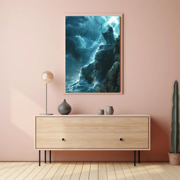 Mystical Storm Wizard Overlooking Ocean Fantasy or Mythology Poster PosterGoat