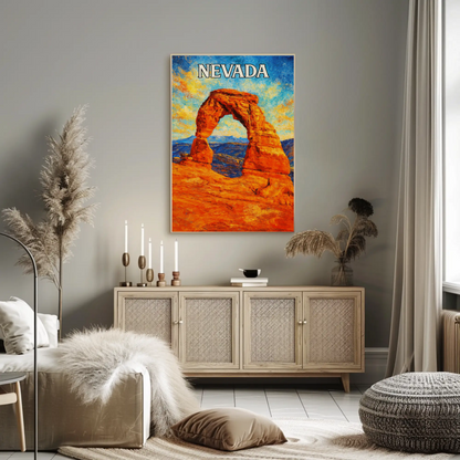 Nevada Desert Arch Red Rock Landscape Poster Poster