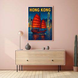 Hong Kong Harbor Scene Poster