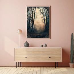 Mystical Dawn Forest Scene, Artistic Poster