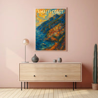 Amalfi Coast Poster Wall Art Coastal Seaside Landscape