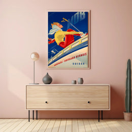 Swiss Adventure Vintage Travel Poster, Montreux Railway Scene PosterGoat