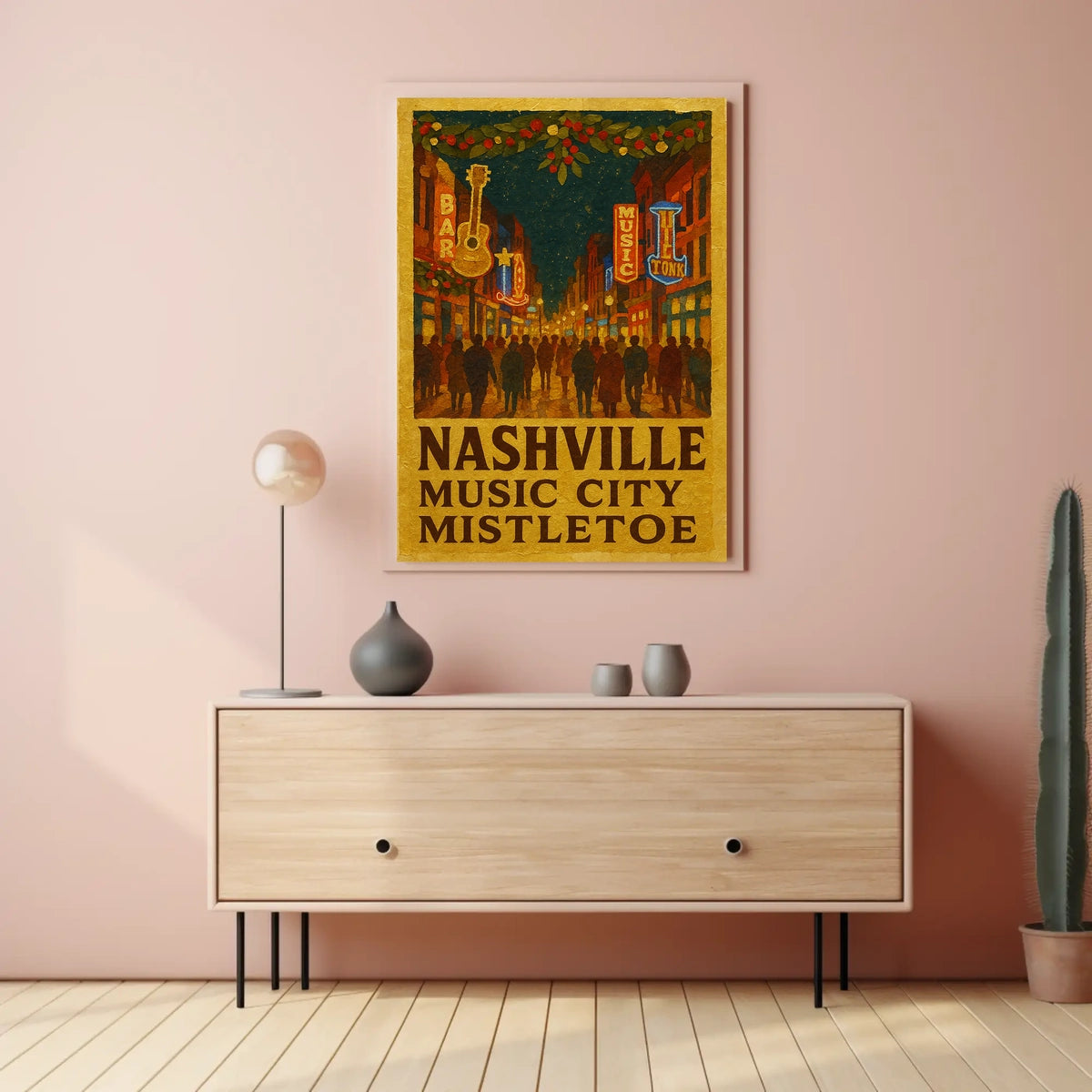 Nashville Music City Mistletoe Poster