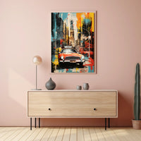 Stylized New York Cityscape Mid-20th Century Travel Poster