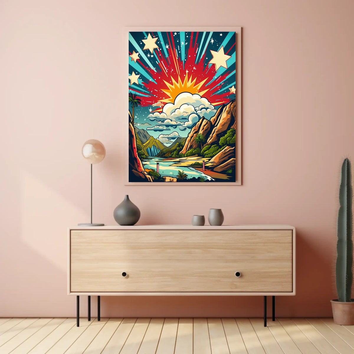 Idyllic Sunrise Vibrance: Artistic and Abstract Landscape Poster