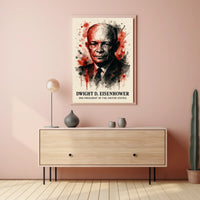 Eisenhower Watercolor Art, Presidential History Poster