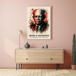 Eisenhower Watercolor Art, Presidential History Poster