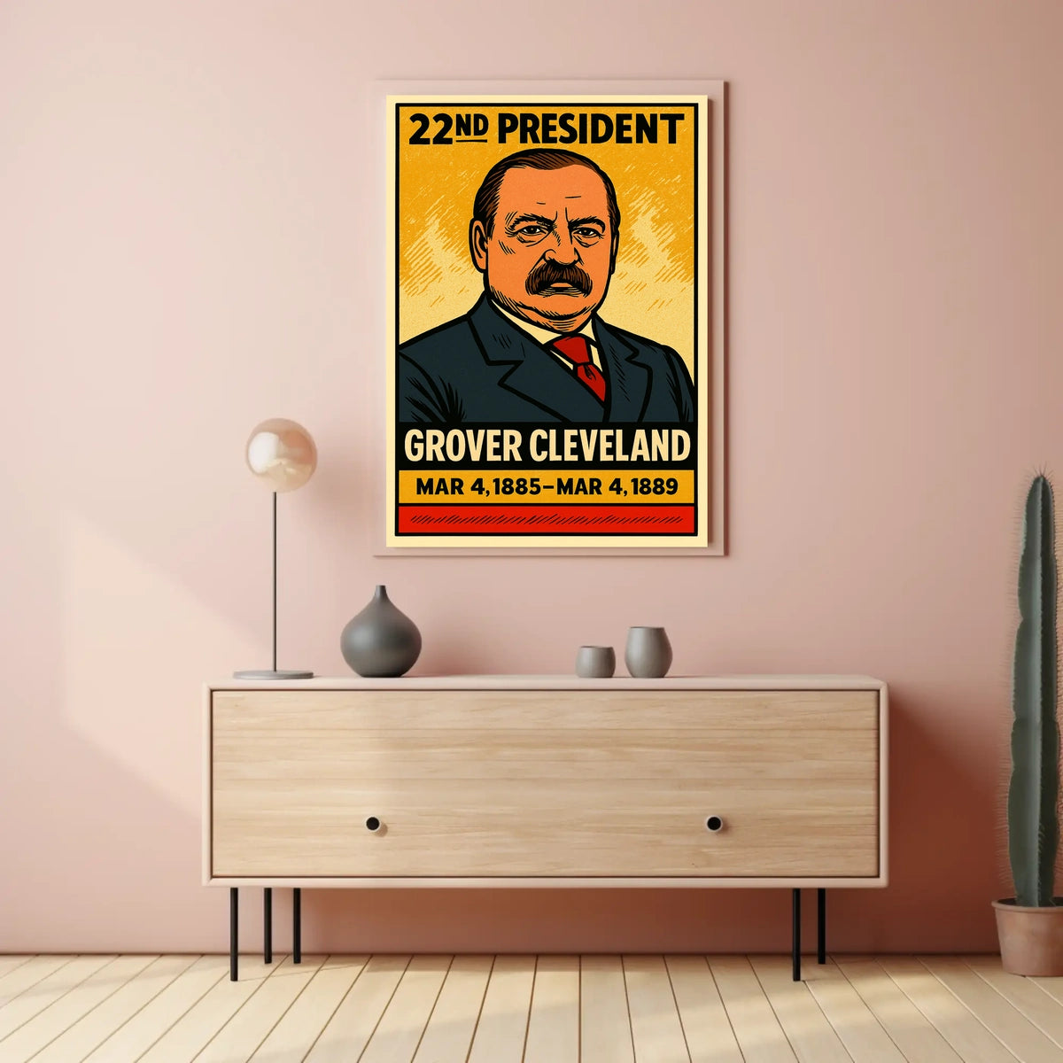 Grover Cleveland 22nd President of the United States Inked Comic Style Poster